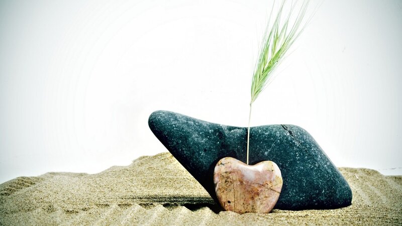 Heart-shaped Stone with Wheat