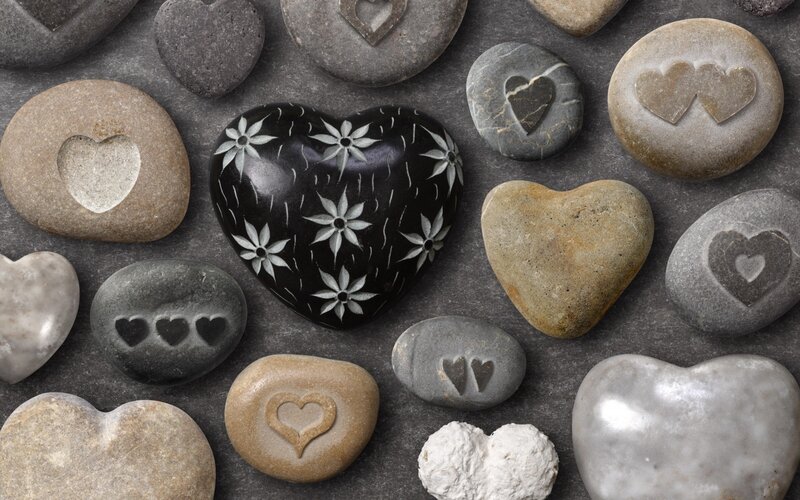 Heart-shaped Stones — Gray, Calm, Photograph