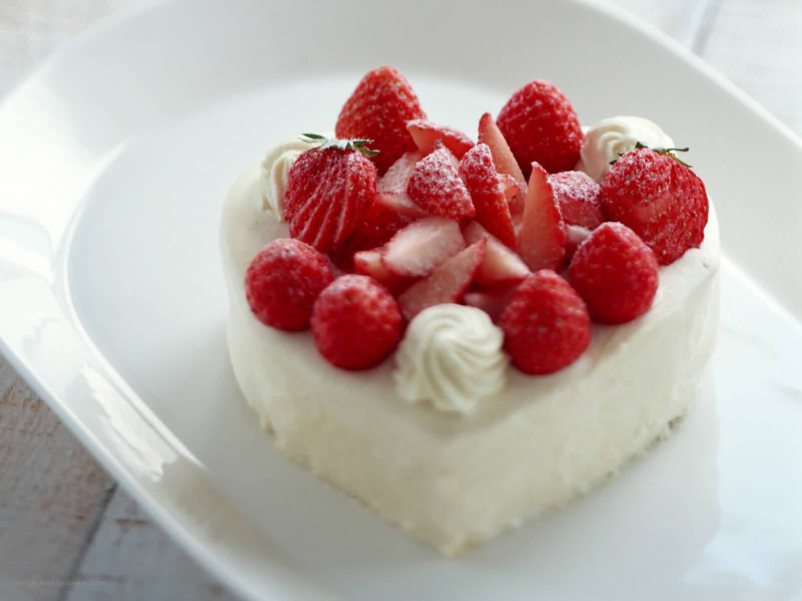 heart-shaped strawberry cake