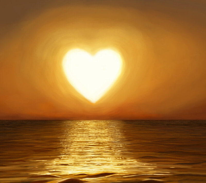 Heart-shaped Sun over Water