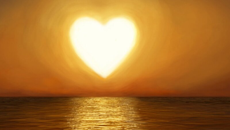 Heart-shaped Sun over Water — Yellow