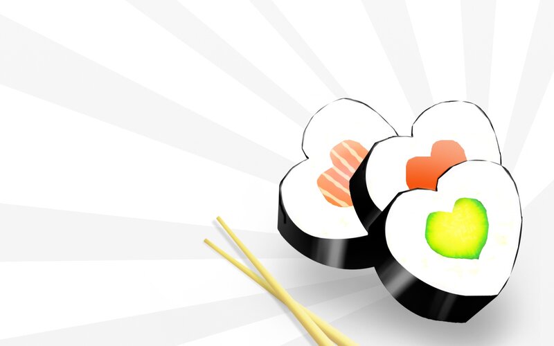 Heart-shaped Sushi Rolls — White, Clean