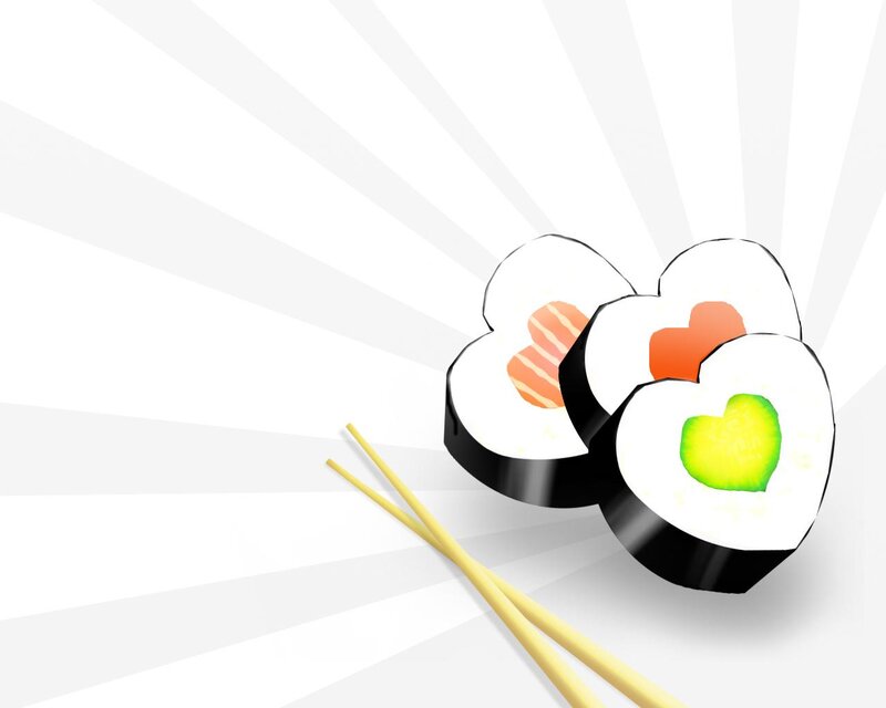 Heart-shaped Sushi Rolls — White