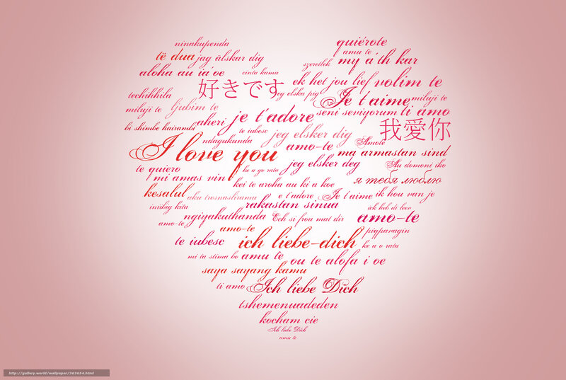 Heart-shaped Text Collage — Pink, Romantic, Illustration, Heart Shape, Pink Background