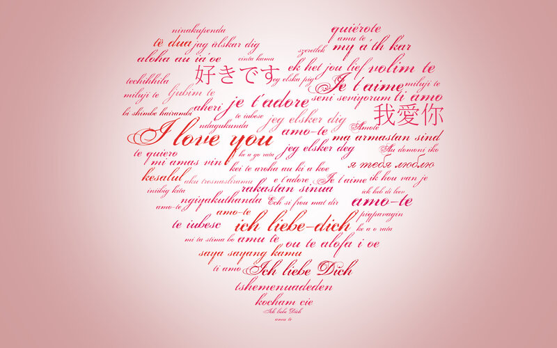Heart-shaped Text Collage — Pink, Romantic, Illustration
