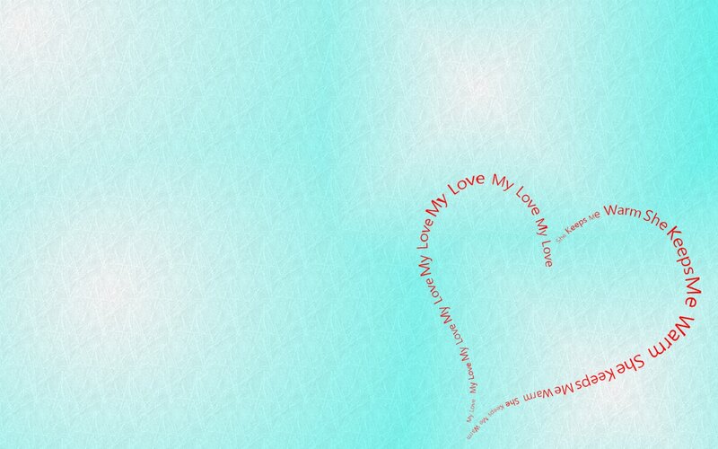 Heart-shaped Text — Cyan