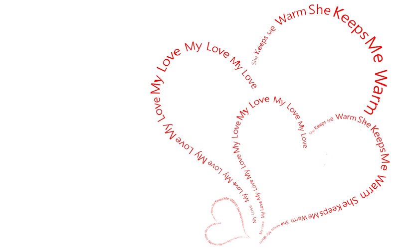 Heart-shaped Text Design — Red
