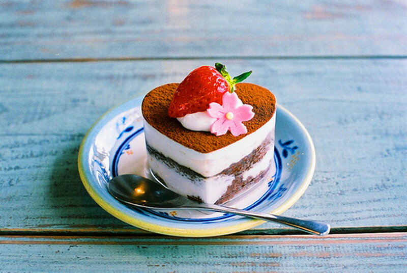 Heart-shaped Tiramisu Dessert — Blue