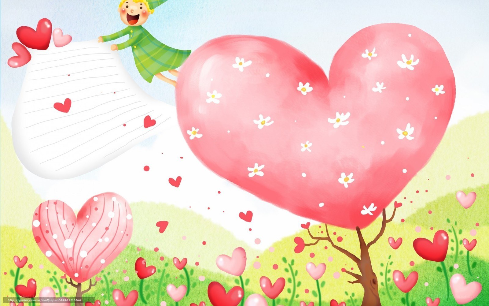 Heart-shaped tree in a field