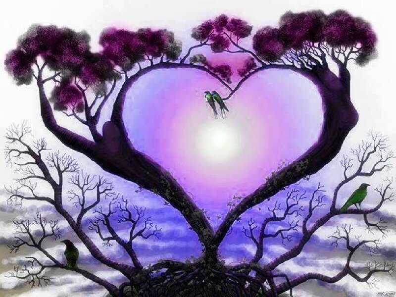 Heart-shaped Tree — Purple, Serene