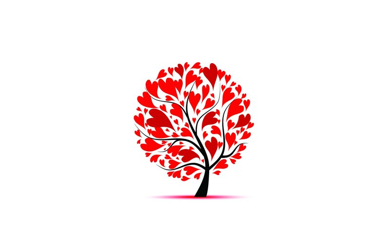 Heart-shaped Tree — Red, Calm