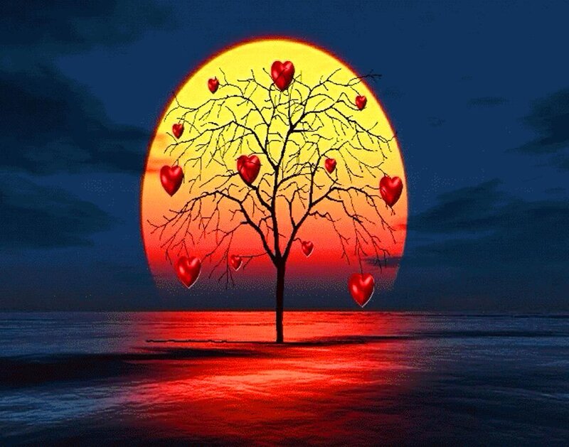 Heart-shaped Tree — Red, Dramatic