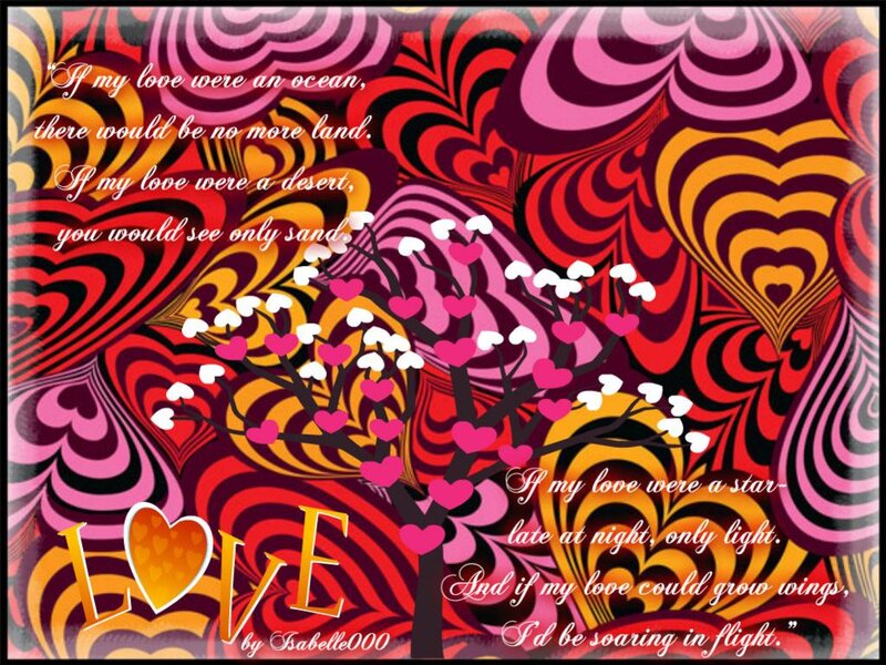 Heart-shaped Tree — Red, Romantic, Digital Art, Hearts