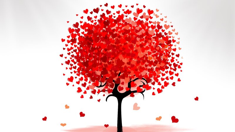 Heart-shaped Tree — Red, Romantic, Digital Art