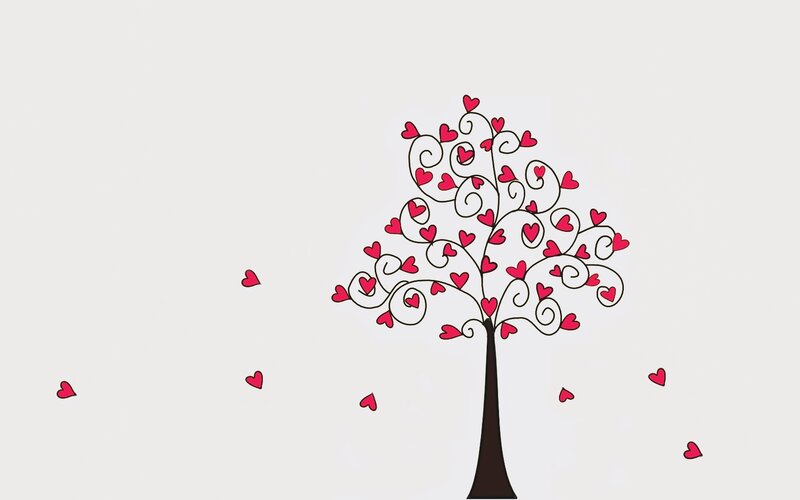 Heart-shaped Tree — Red, Romantic, Illustration, Hearts, Branches