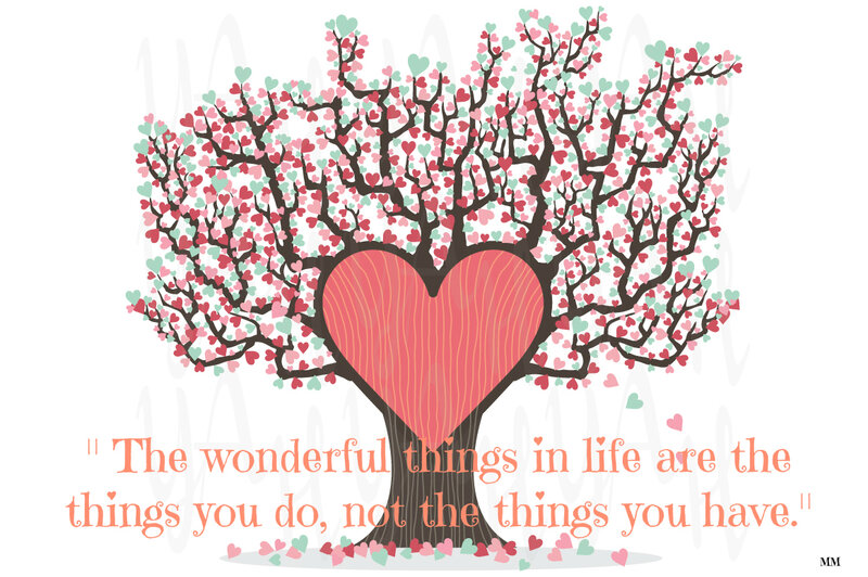 Heart-shaped Tree — Red, Romantic, Illustration, Hearts