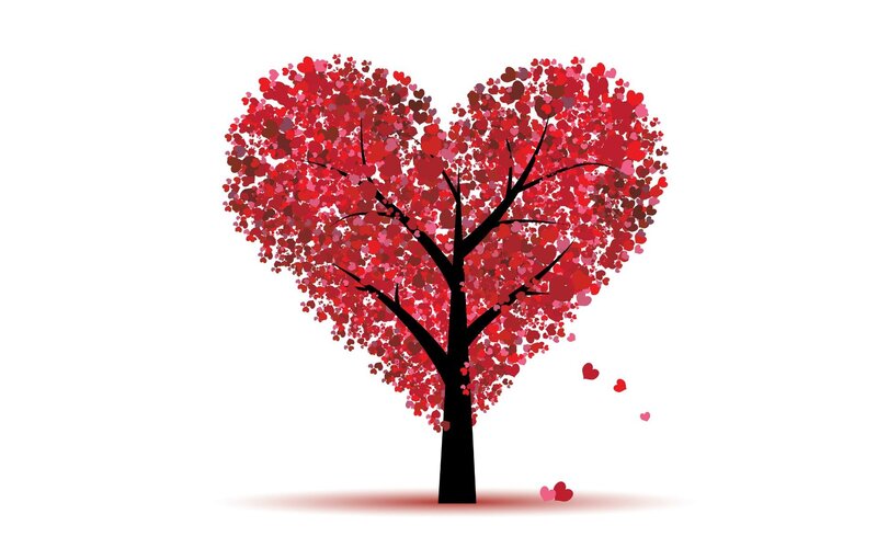 Heart-shaped Tree — Red, Romantic, Vector Art, Hearts