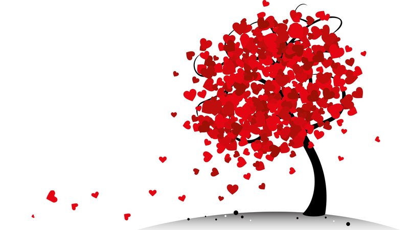 Heart-shaped Tree — Red, Romantic, Vector Art