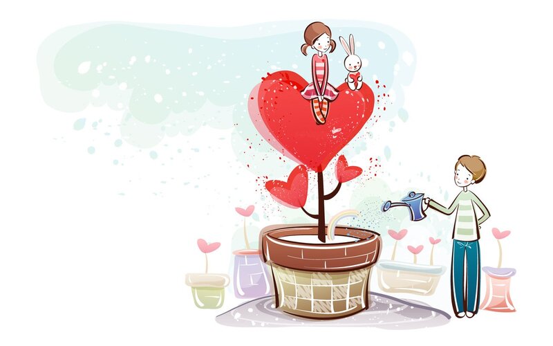 Heart-shaped Tree — Red, Whimsical