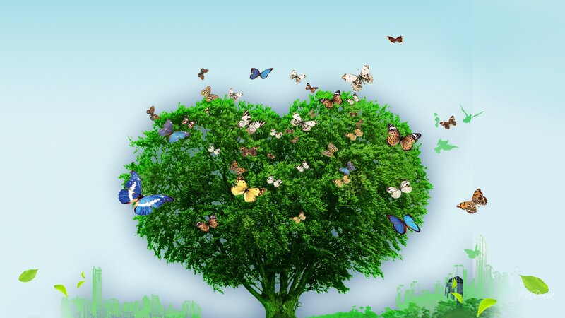Heart-shaped Tree with Butterflies