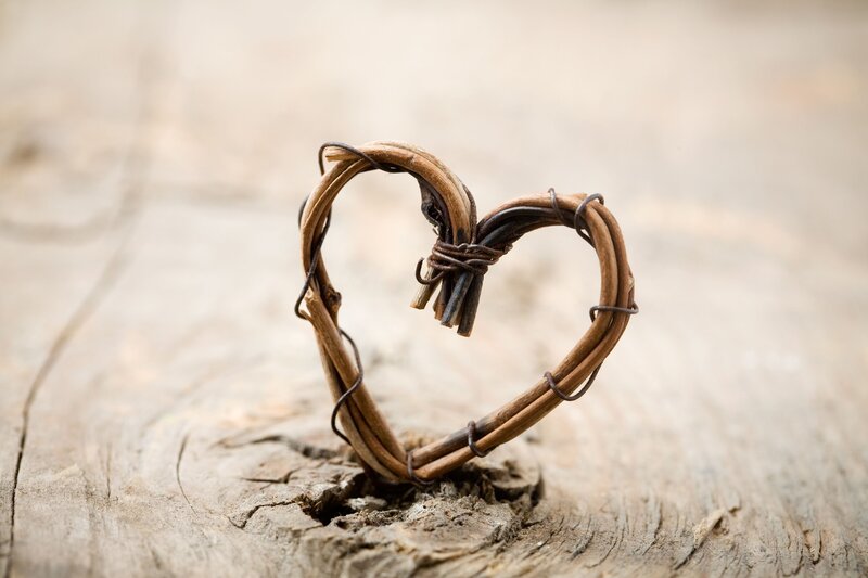 Heart-shaped Vine on Wood
