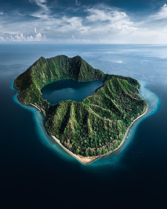 Heart-shaped Volcanic Island