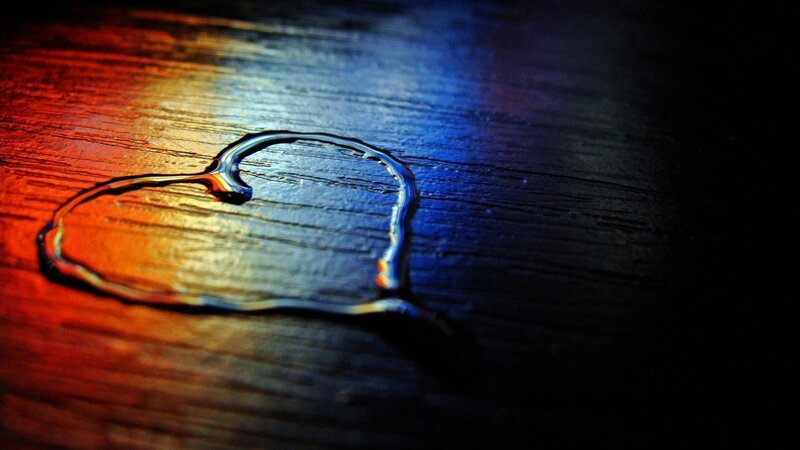 Heart-shaped Water Droplet — Red, Dramatic, Photograph