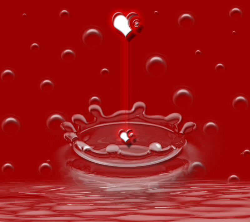 Heart-shaped Water Droplet — Red