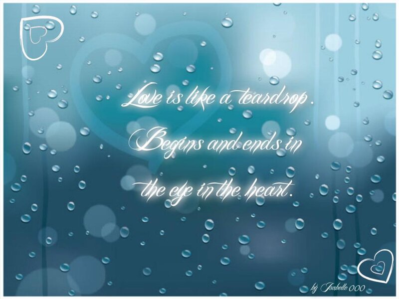 Heart-shaped Water Droplets — Blue, Serene