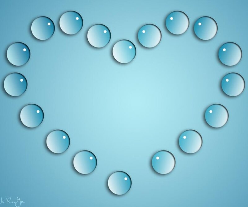 Heart-shaped Water Droplets — Blue