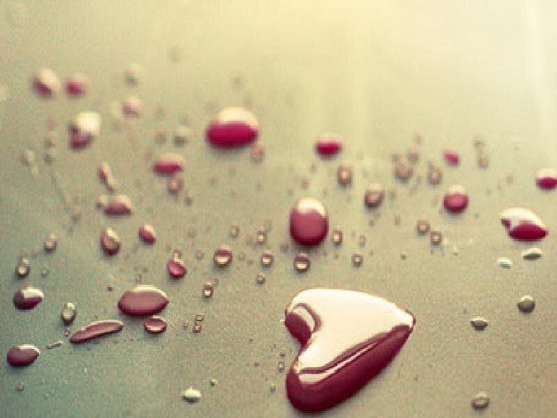 heart-shaped water droplets