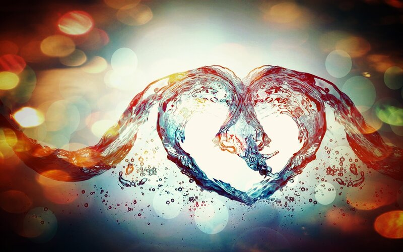 Heart-shaped Water Flow — Blue, Dramatic