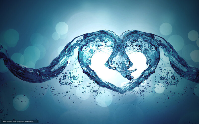 Heart-shaped Water Flow — Blue, Serene