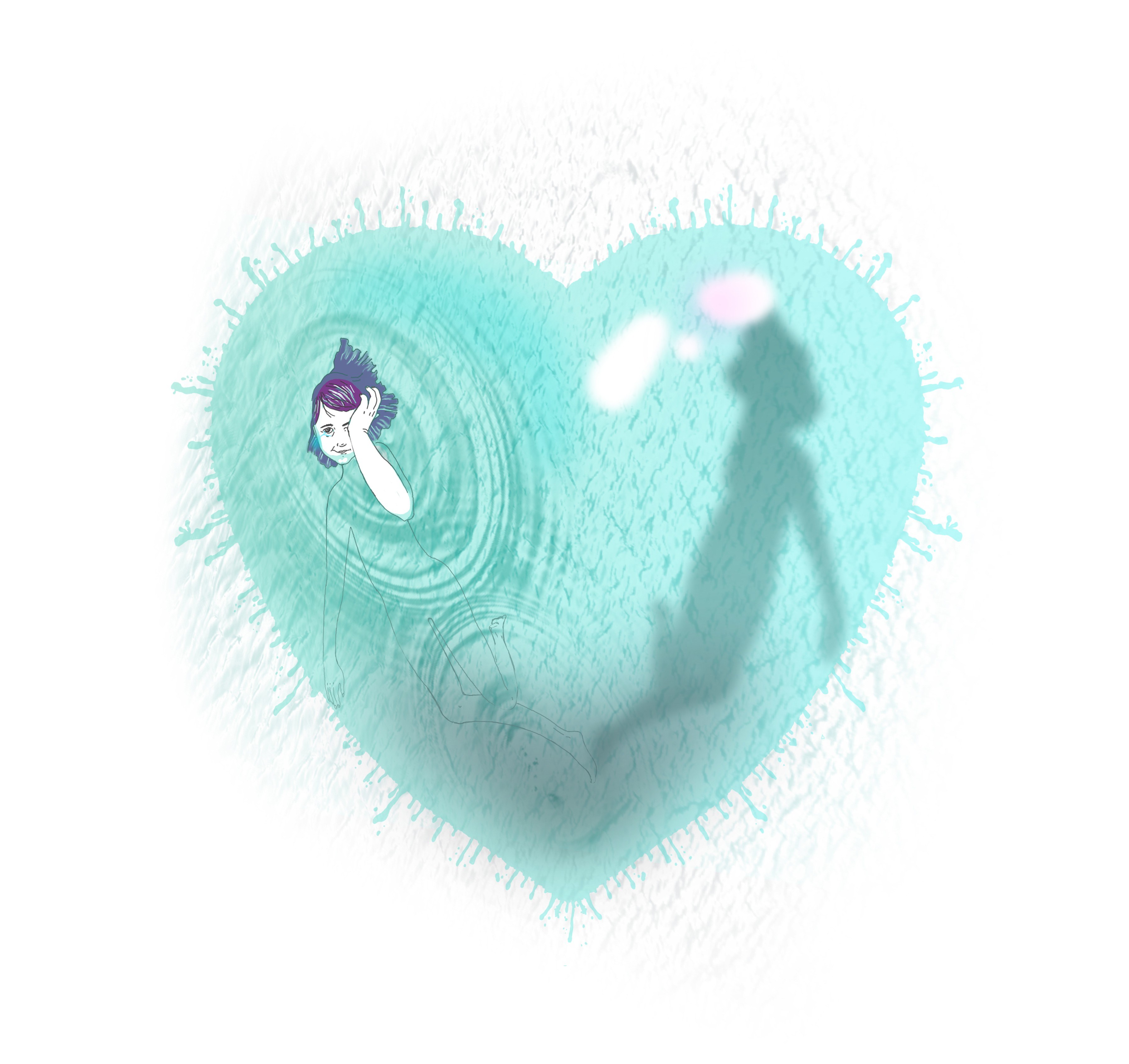 heart-shaped water ripples