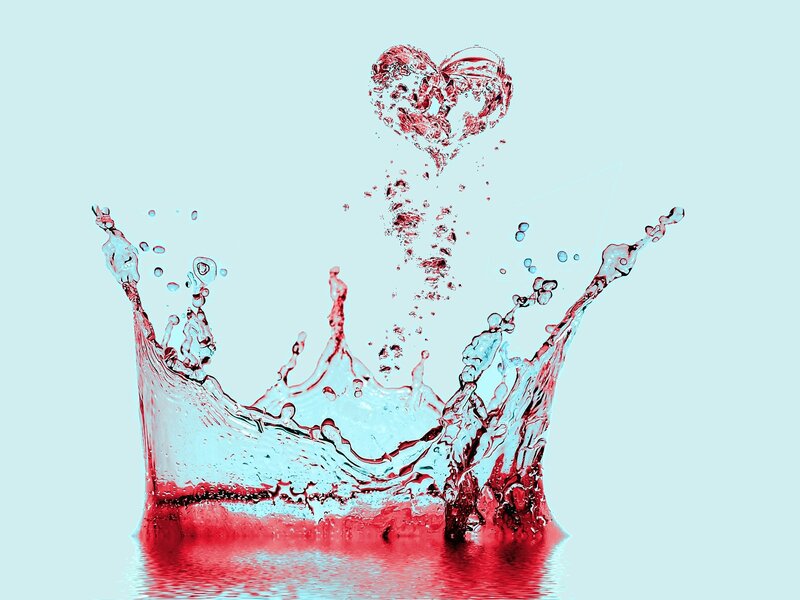 heart-shaped water splash