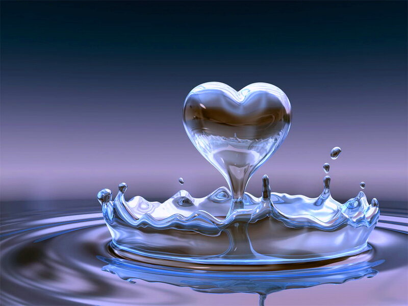 Heart-shaped Water Splash — Blue, Serene, 3d Render
