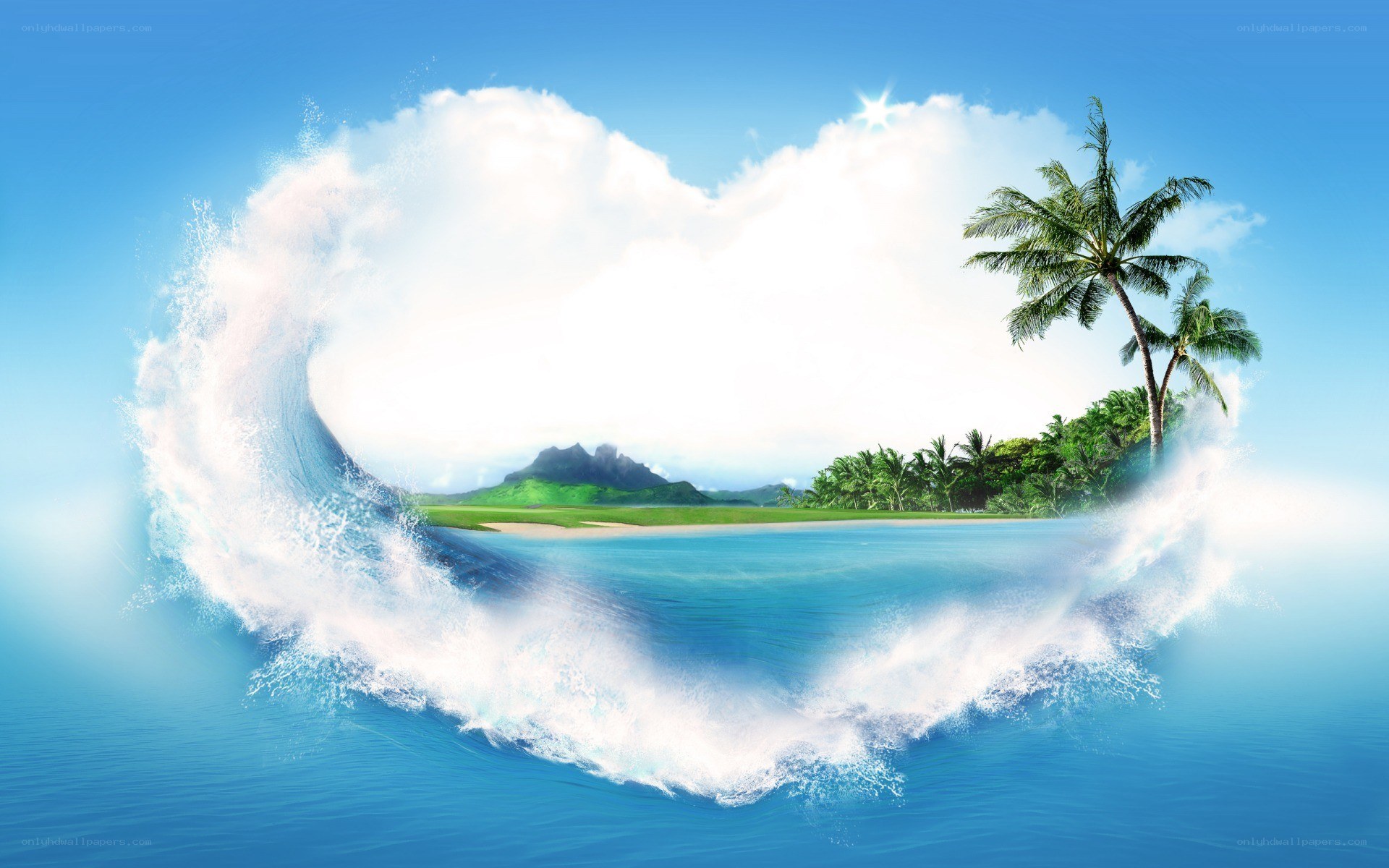 heart-shaped wave island