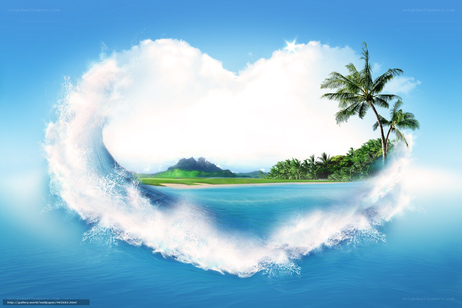 heart-shaped wave island