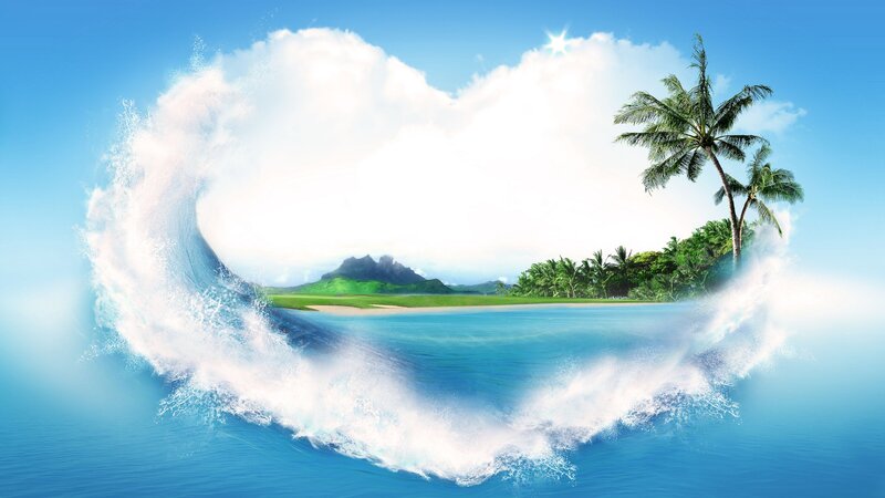Heart-shaped Wave with Island
