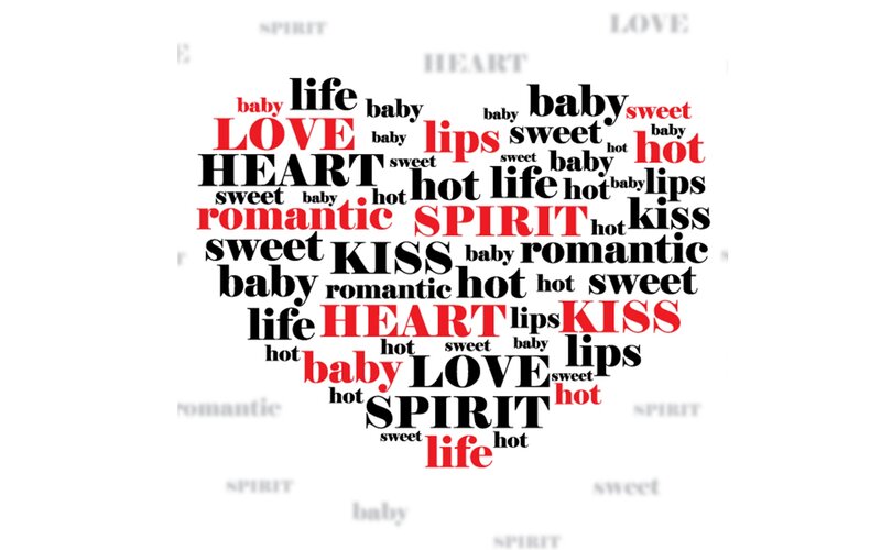 Heart-shaped Word Cloud — White