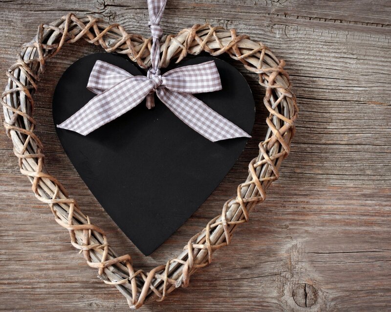 heart-shaped wreath with ribbon