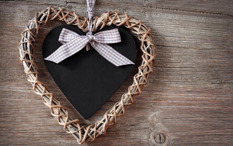 heart-shaped wreath with ribbon