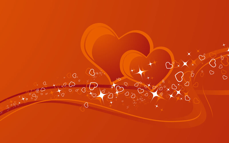 Heart Shapes and Sparkles — Orange
