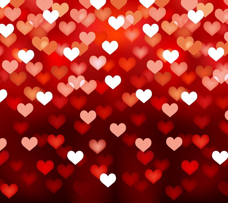 Heart Shapes on Red Background