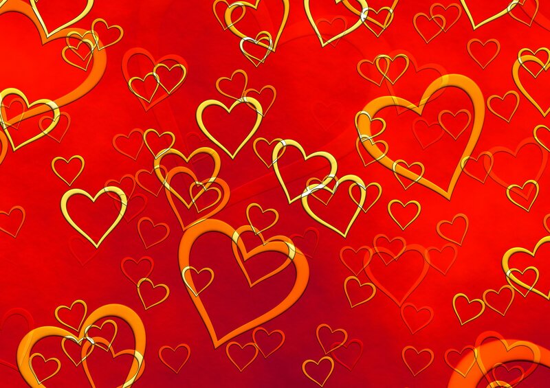 Heart Shapes on Red