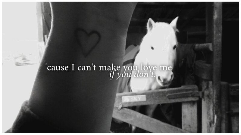 heart tattoo and horse in stable