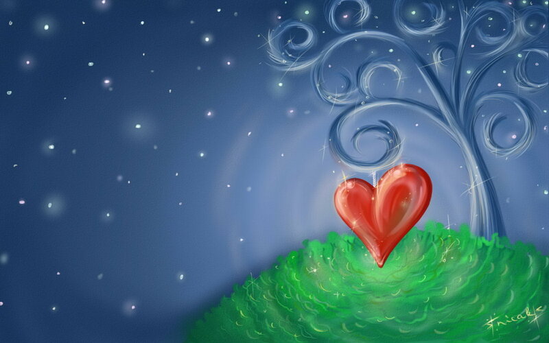 heart under starry sky