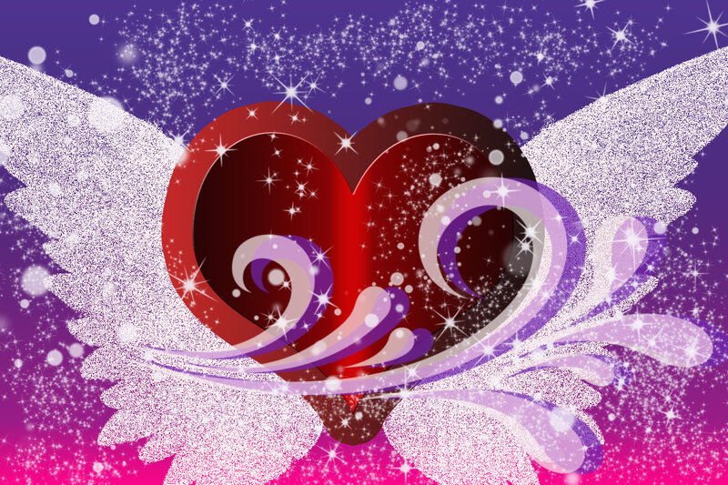 Heart with Angel Wings — Purple