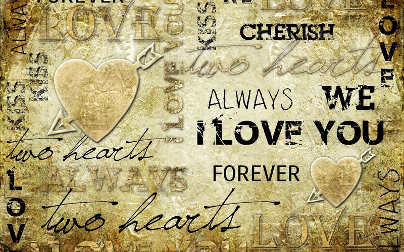 Heart with Arrow Collage — Beige, Romantic