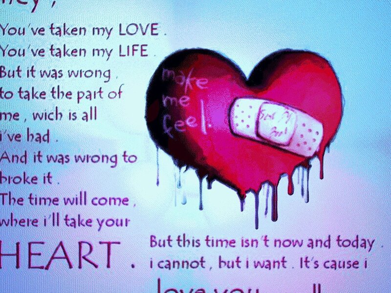heart with bandage and lyrics